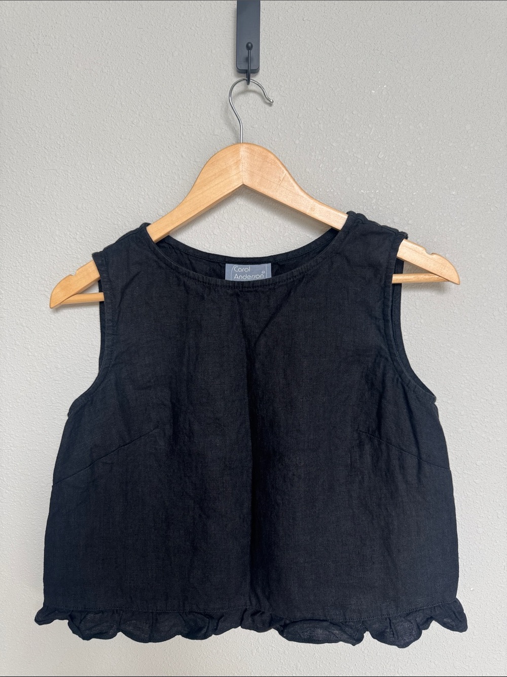 Vintage Carol Anderson Linen Sleeveless Top black Medium Petite